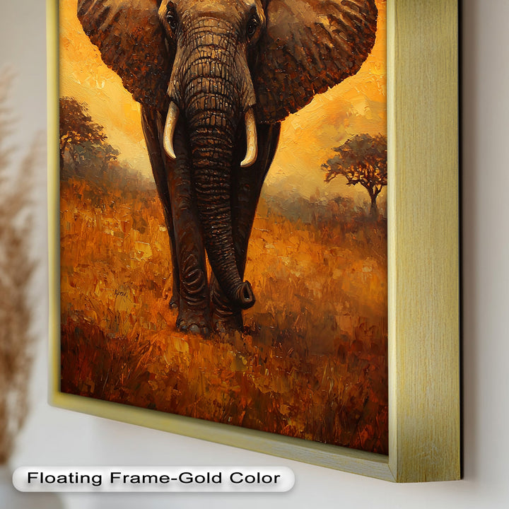Majestic Elephant at Sunset – Wildlife Oil Painting