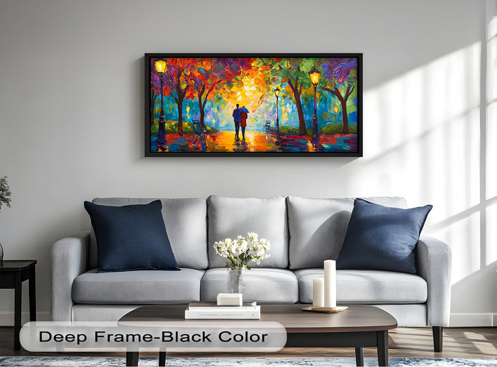 Romantic Couple Under Umbrella - Love Oil Painting