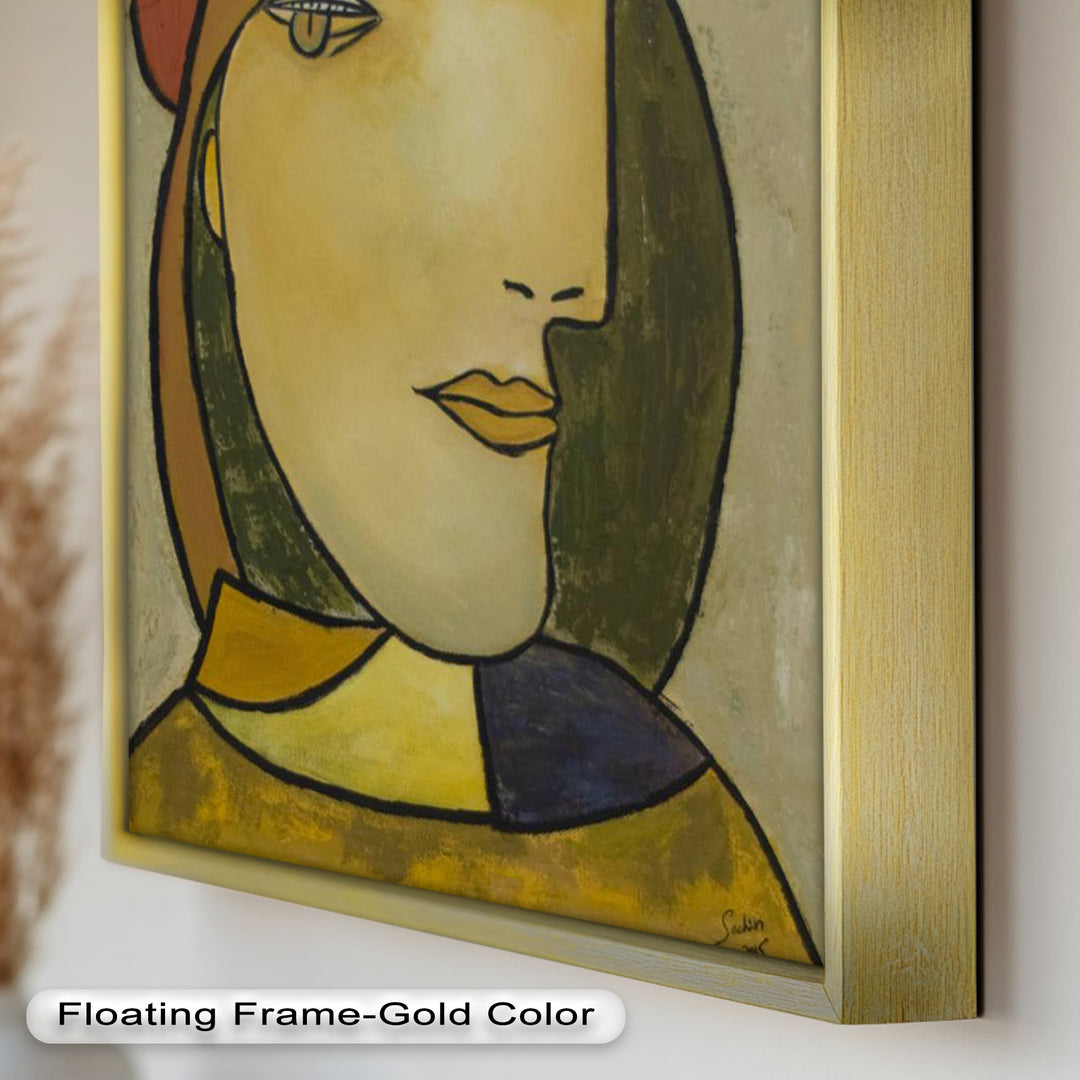 Melancholy in Red Hat – Minimalist Portrait Picasso Oil Painting