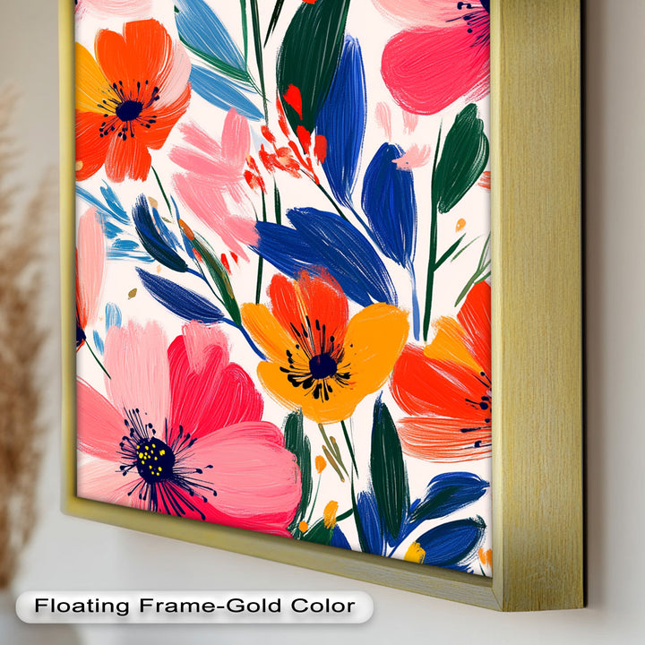 Joyful Bloom Burst – Lebendiges abstraktes Blumenölgemälde