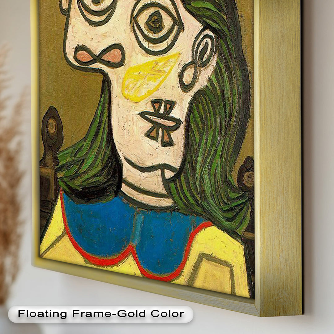 Whimsical Hat – Abstract Female Portrait with Flower Detail Picasso Oil Painting