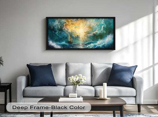 Golden Sun & Sea – Boat Oil Painting - MyPhotoStation