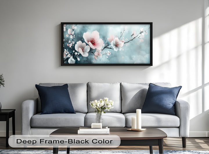 Soft Pink and White Petals on Tranquil Blue - Flower Oil Painting