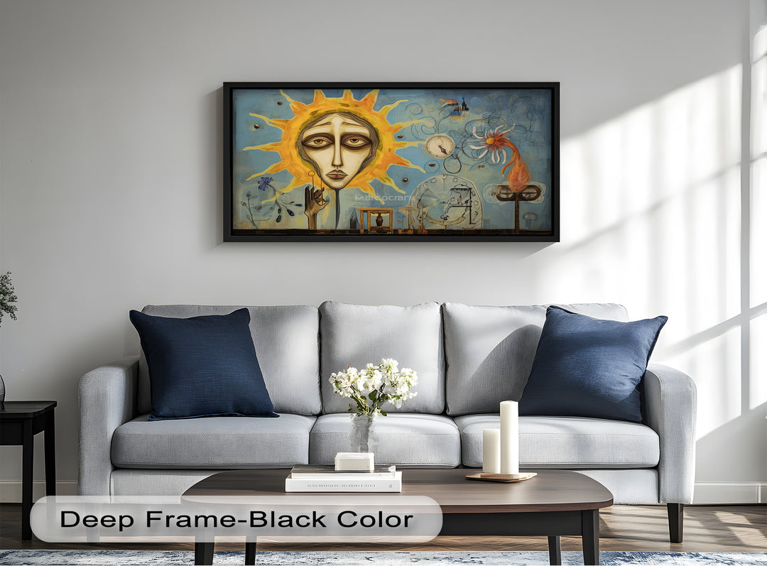 Solar Mindscape – Surreales Sonnengesicht-Ölgemälde von Picasso