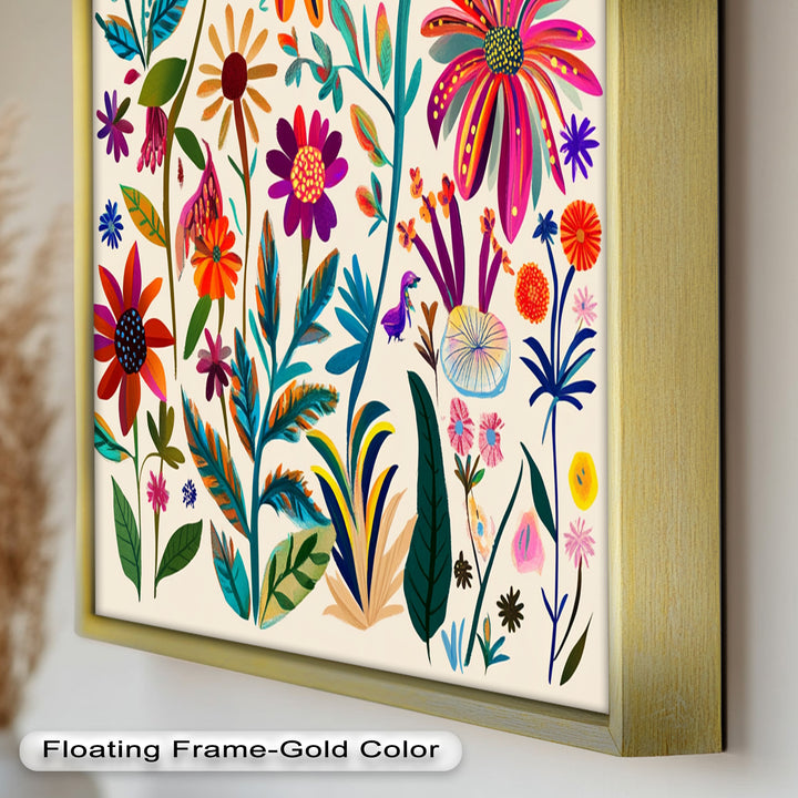 Wild Bloom Symphony – Vibrant Botanical Oil Painting