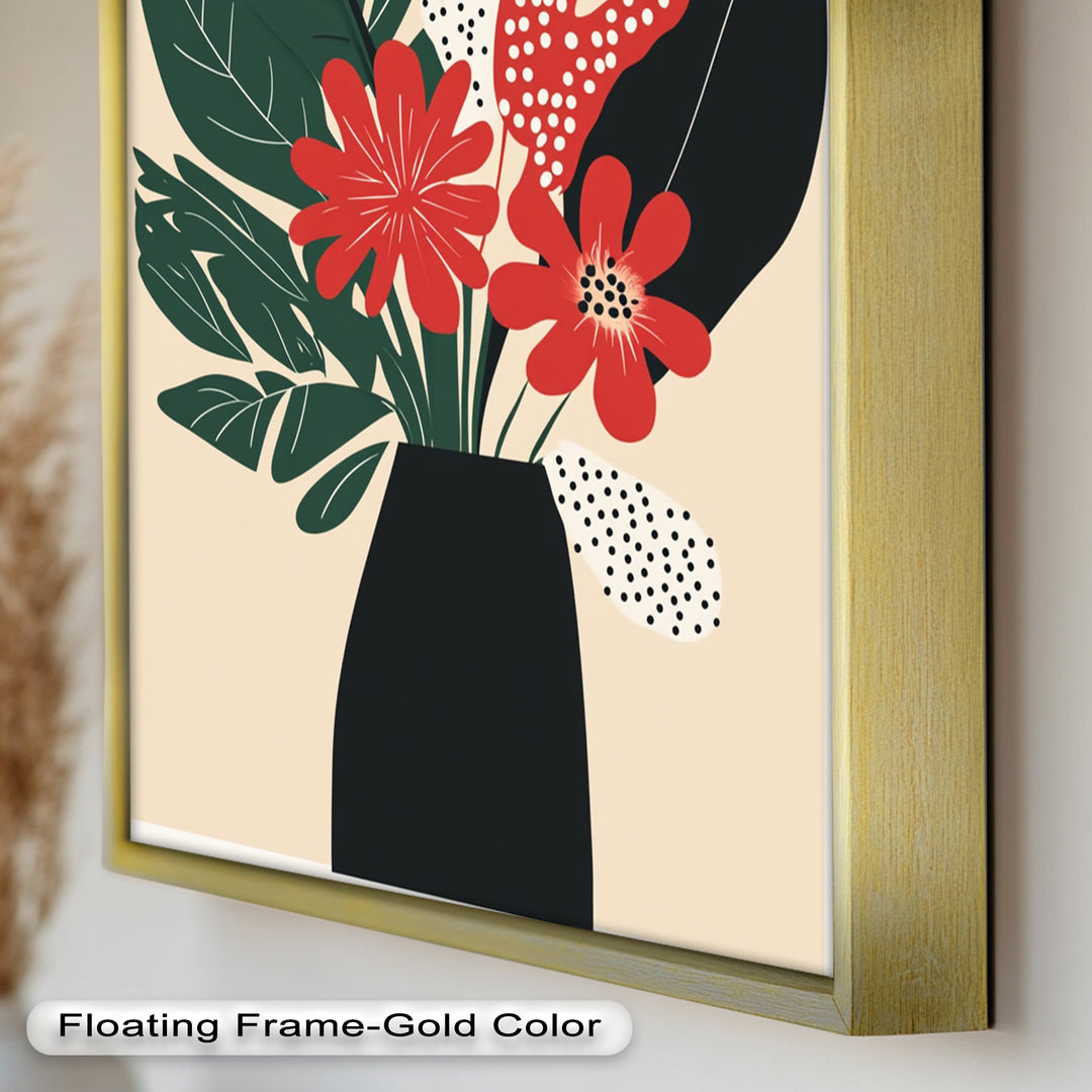Purpurrote Blüte in monochromer Vase – Modernes florales Ölgemälde