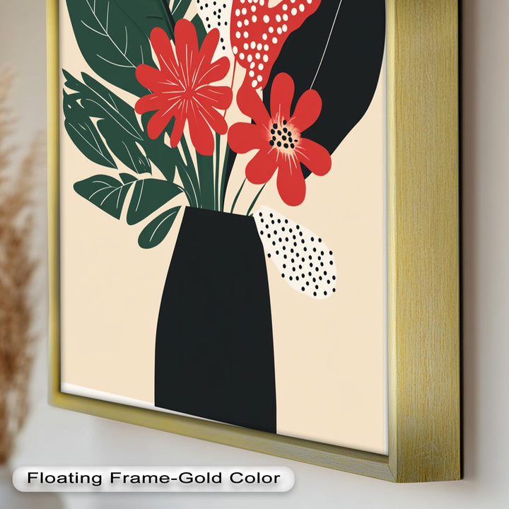 Purpurrote Blüte in monochromer Vase – Modernes florales Ölgemälde