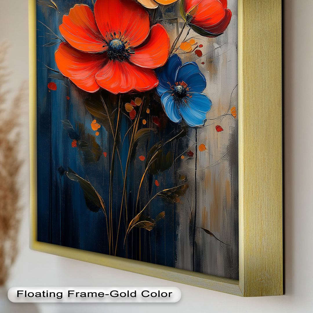 Colorburst Petals – Bold Poppy Bouquet Flower Oil Painting