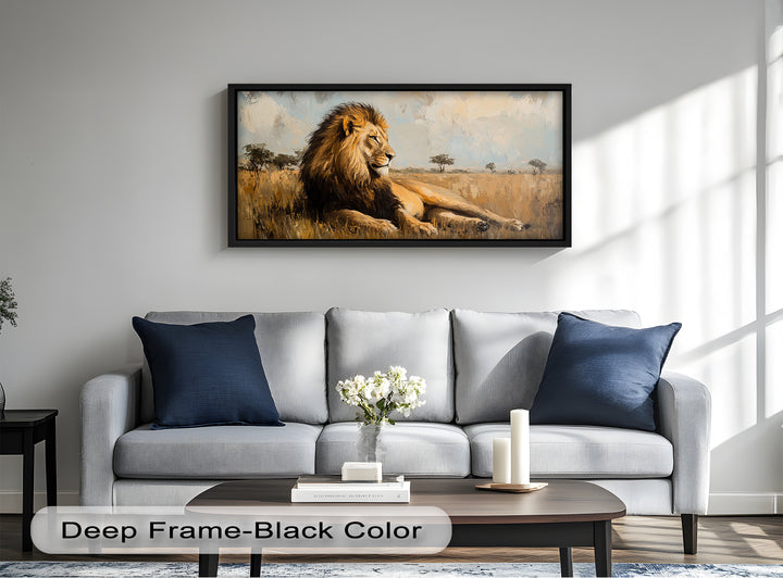 Regal Lion in Golden Plains – Wildlife Oil Painting