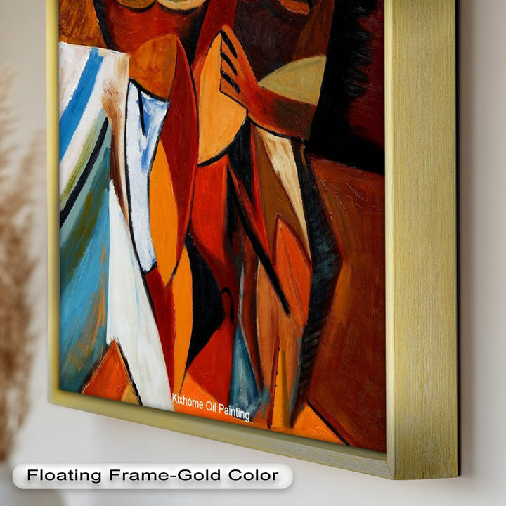 Abstract Embrace Wall Art – Cubist Oil Painting