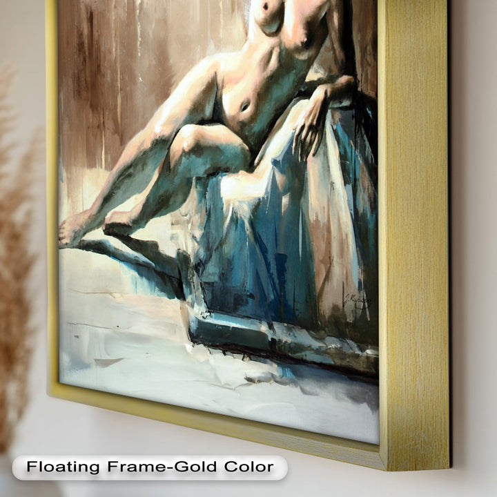 Echoes of Light – Modern Reclining Nude Oil Painting