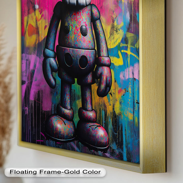 Neon Skull Companion – Mehrfarbiges KAWS-Ölgemälde
