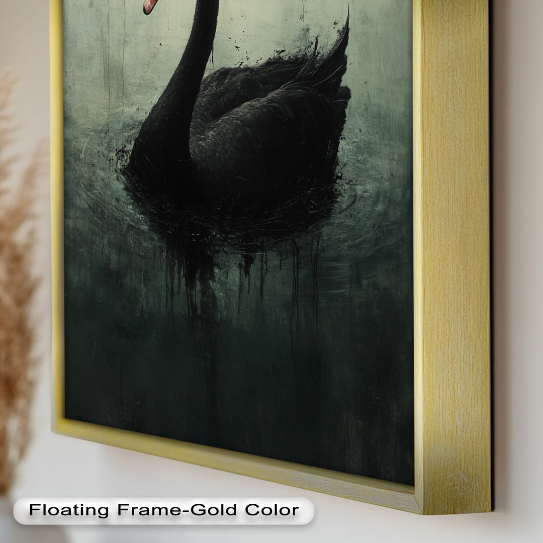 Solitary Grace – Moody Black Swan Oil Painting