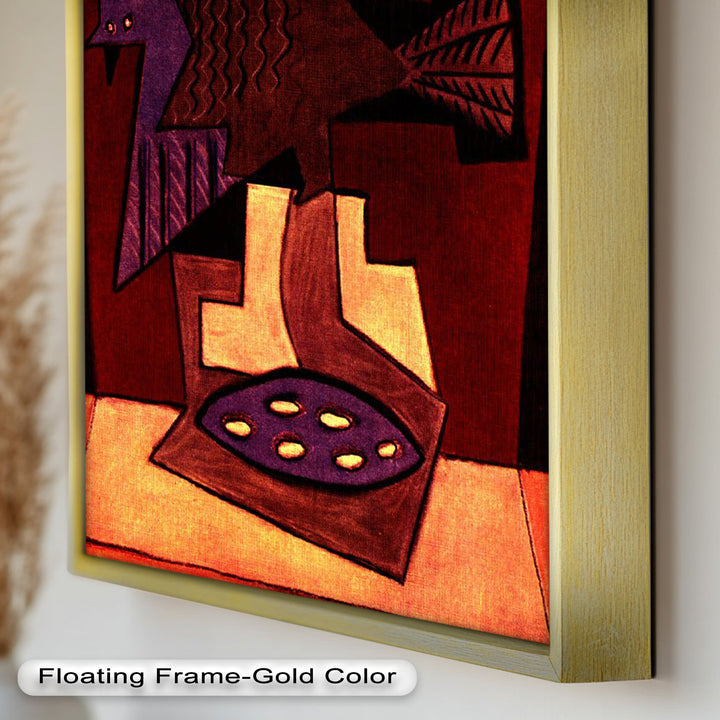 Geometric Bird Abstract Wall Art – Modern Cubist Oil Painting