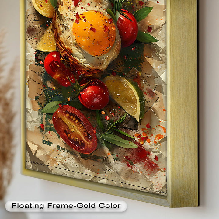 Spiegelei und Brathähnchen mit Kräutern - Food Painting
