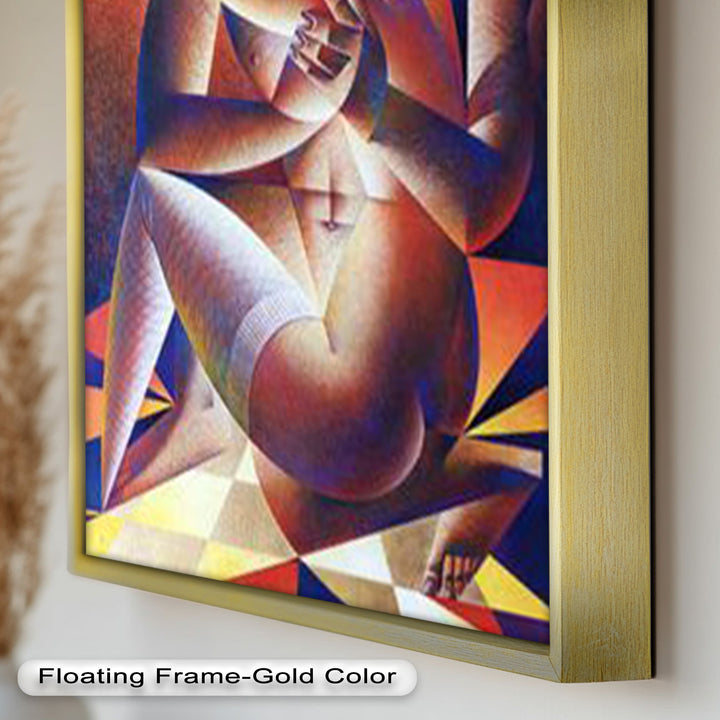 Entwined Forms – Abstract Lovers in Geometric Harmony Picasso Oil Painting