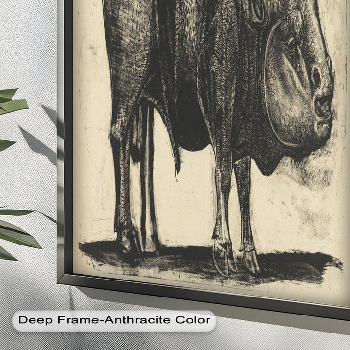 Expressive Bull Figure with Bold Linework – Figurative Oil Painting