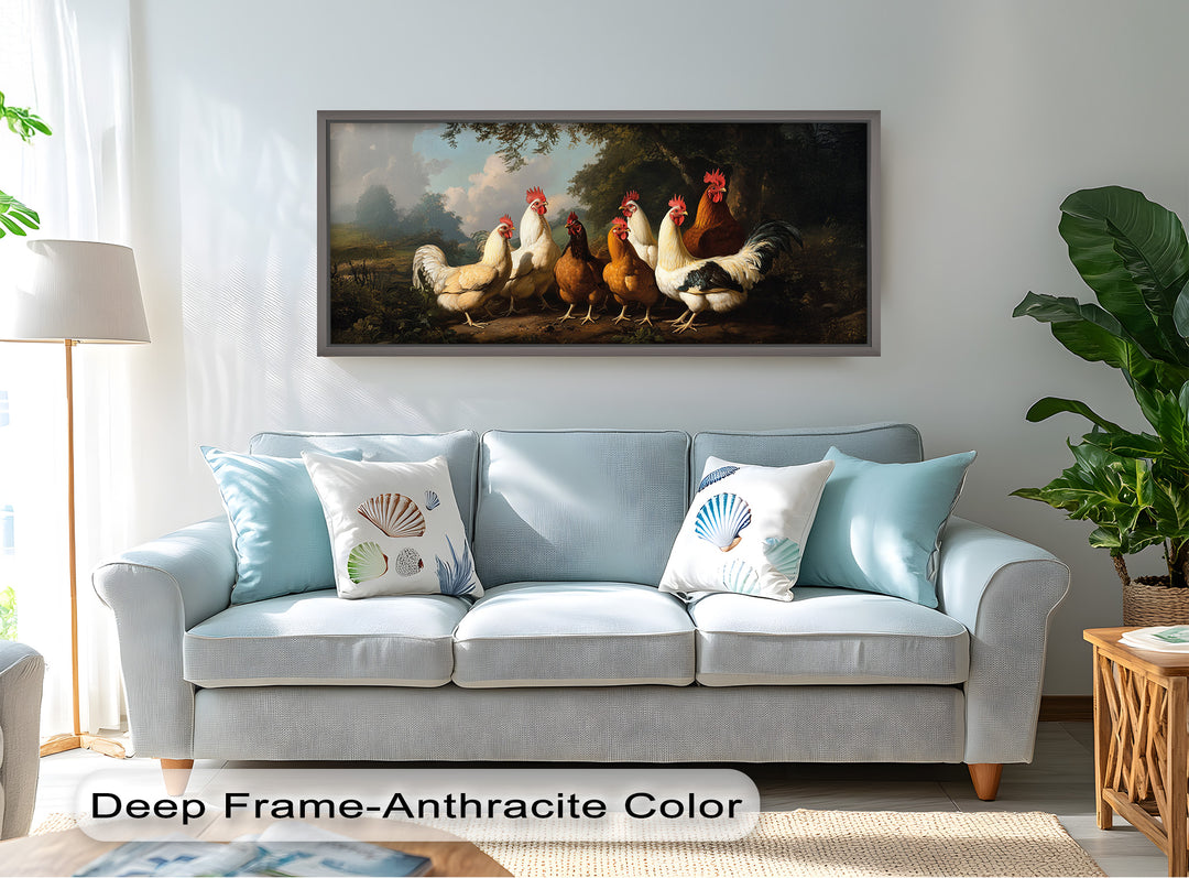 Roosters and Hens in a Countryside Clearing - Animal Oil Painting