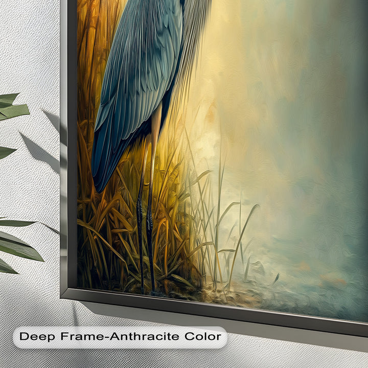 Blue Heron with Fish – Animal Oil Painting