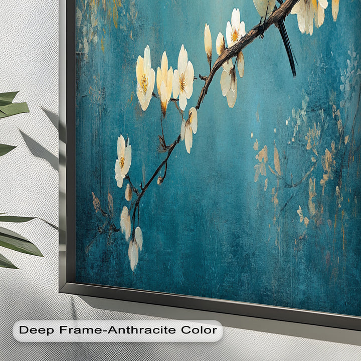 Bluebird and Blossoms Wall Art – Floral Oil Painting