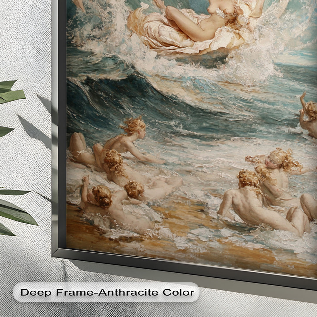 Birth of the Wave – Mythological Goddess and Cherubs Oil Painting
