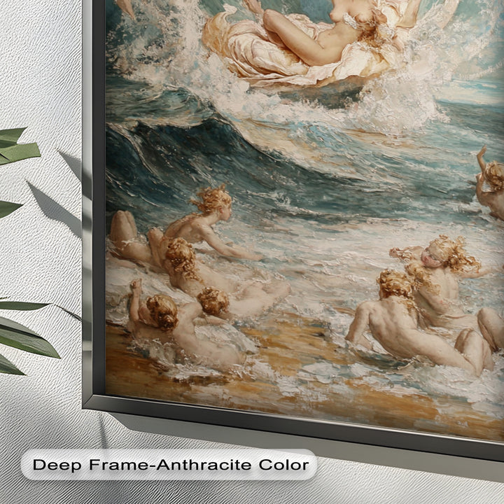 Birth of the Wave – Mythological Goddess and Cherubs Oil Painting