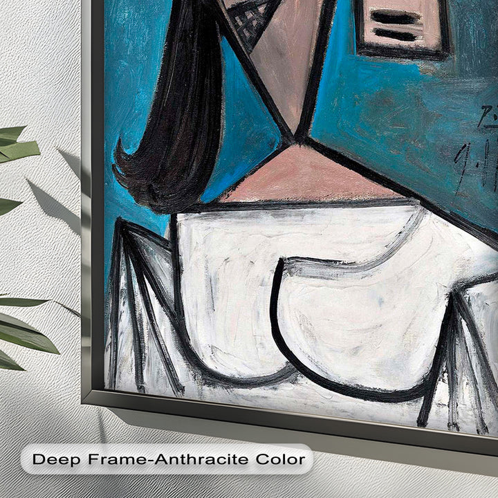 Angular Expression – Cubist Woman in White Dress Picasso Oil Painting