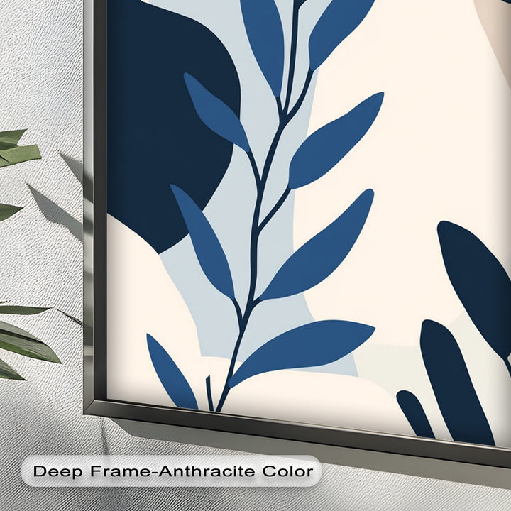 Indigo Serenity – Minimalist Botanical Oil Painting