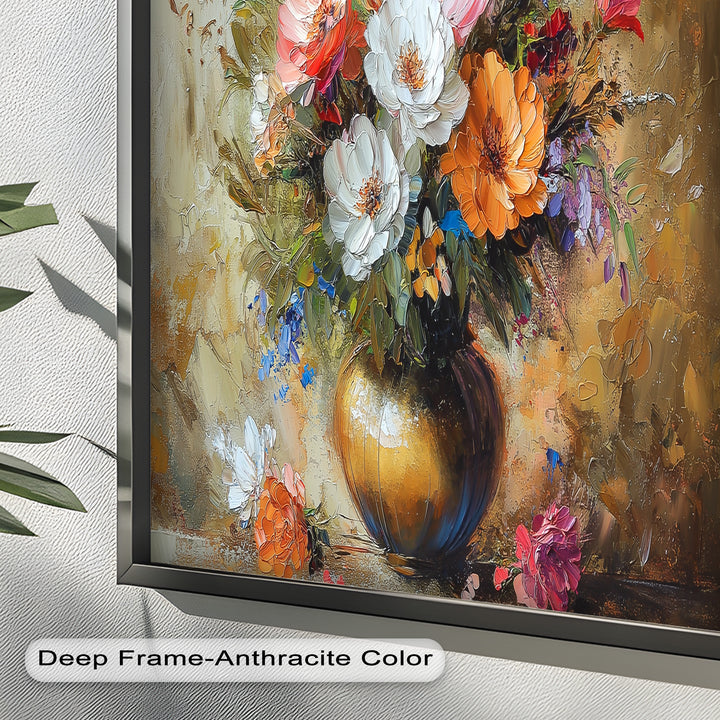 Radiant Bloom – Colorful Floral Oil Painting