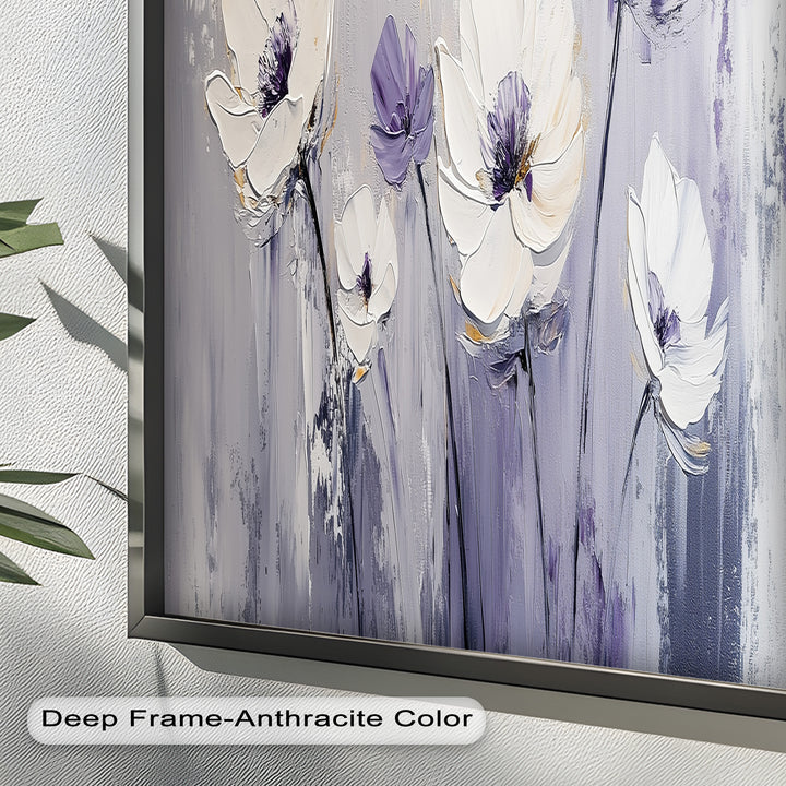 White and Purple Wildflowers in Soft Harmony - Flower Oil Painting