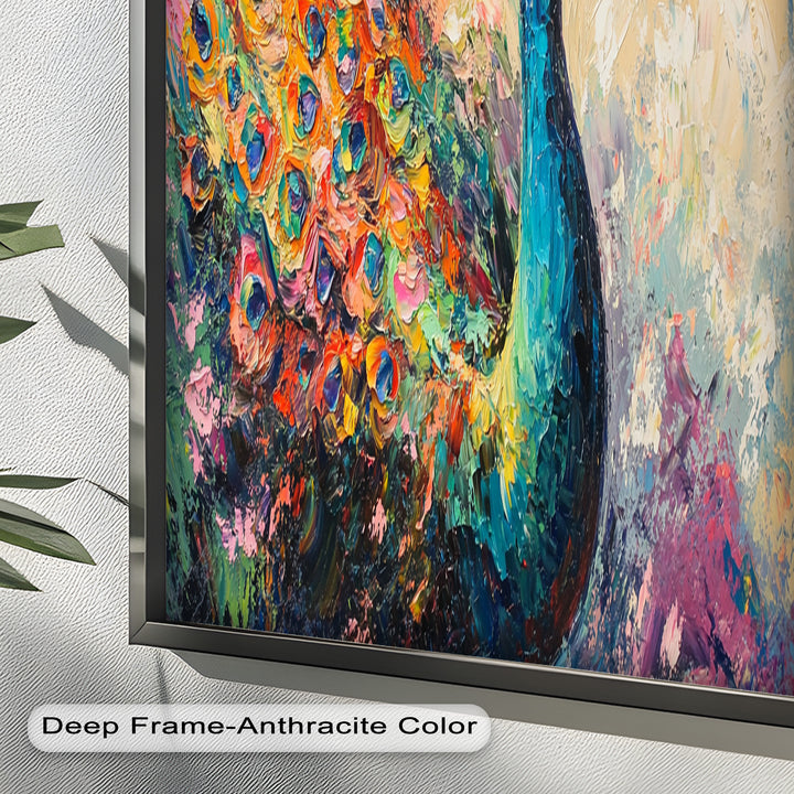 Peacock in Blooming Hues - Animal Oil Painting