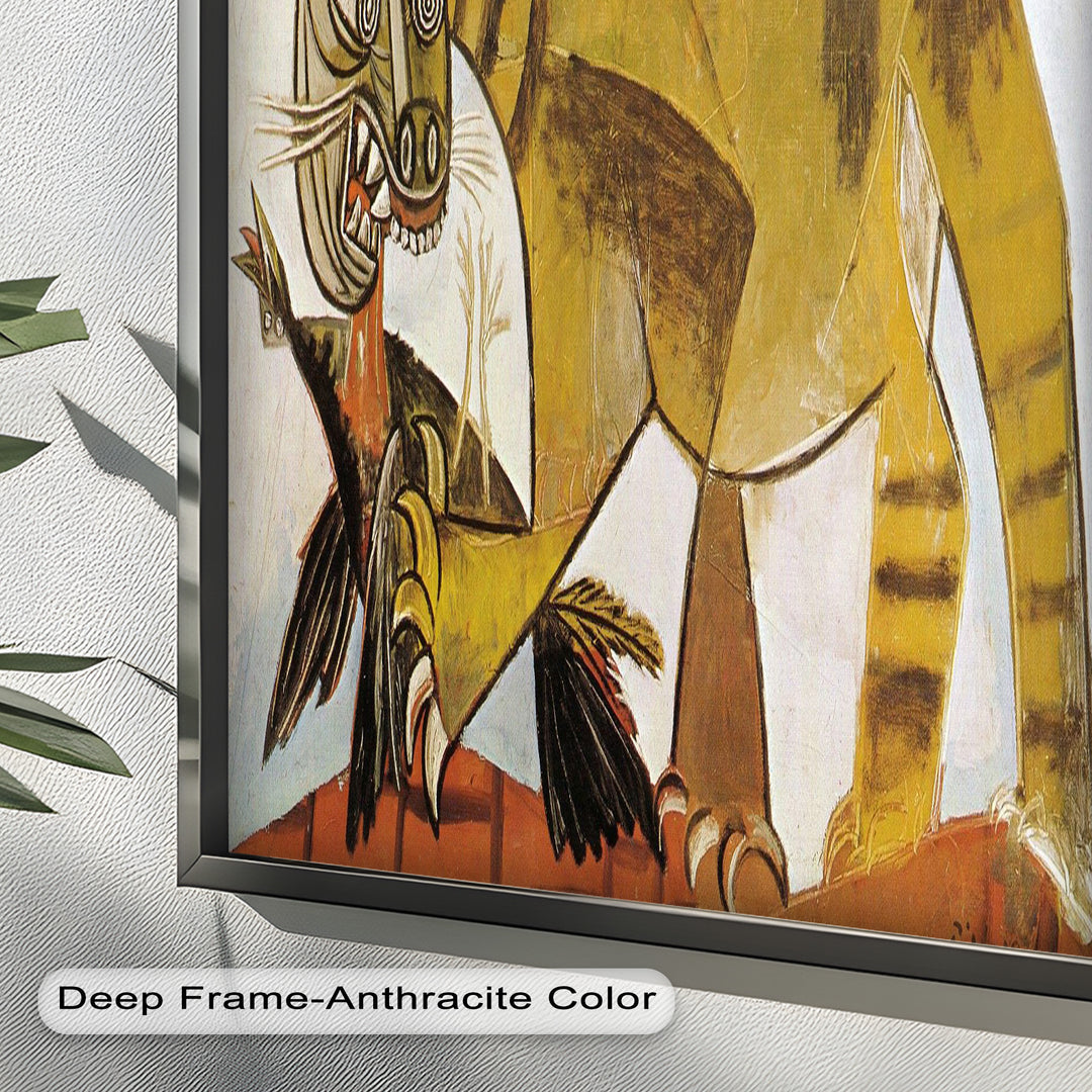 Wild Cat and Bird by Pablo Picasso – Cubist Oil Painting