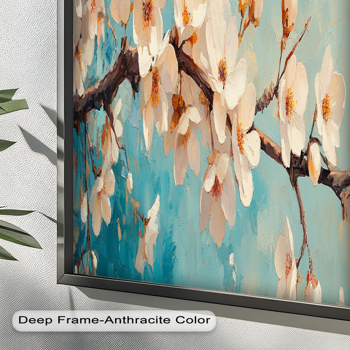 White Cherry Blossoms Wall Art – Floral Oil Painting