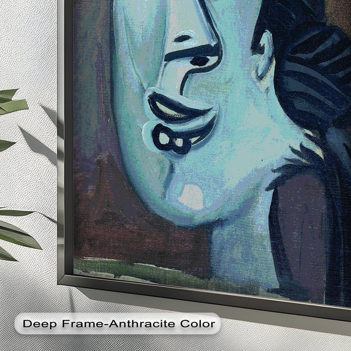 Twilight Reflections – Blue Cubist Woman Picasso Oil Painting