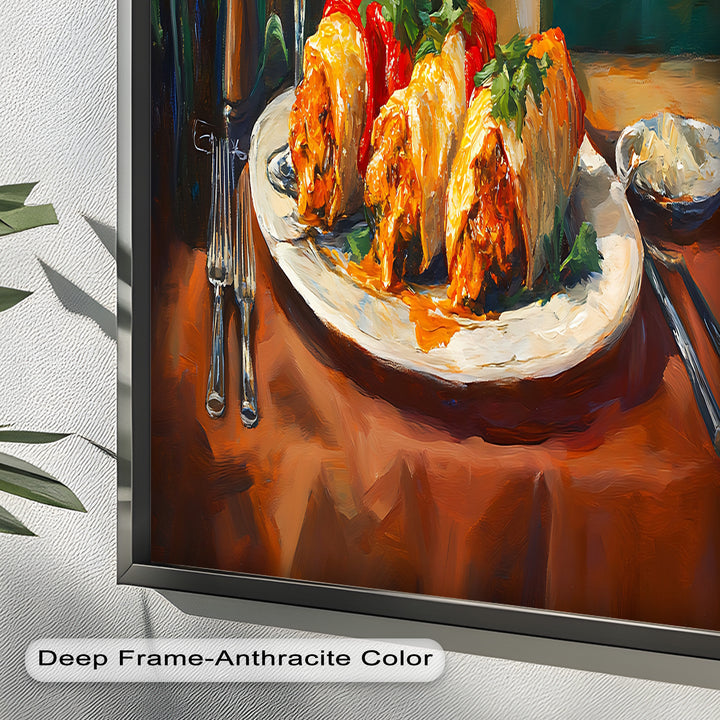 Gefüllte Paprika und Wein – Gourmet-Essszene Food Painting