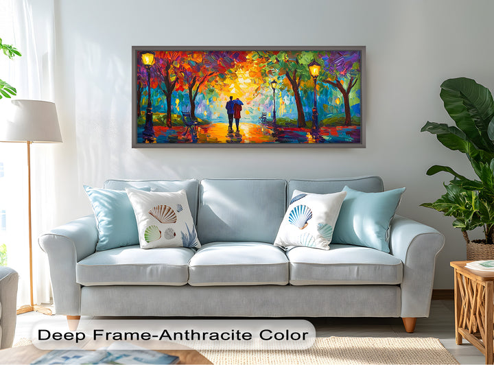 Romantic Couple Under Umbrella - Love Oil Painting