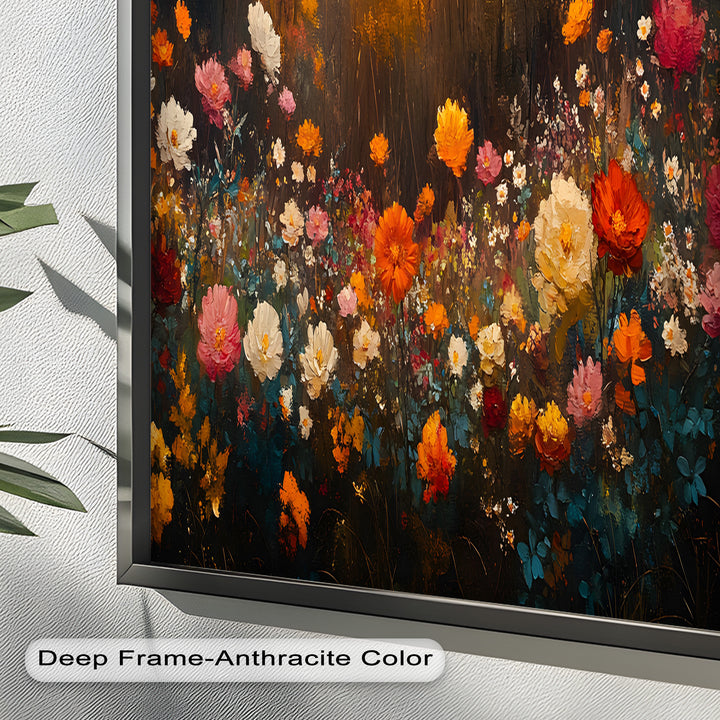 Autumn Forest Flower Wall Art – Colorful Floral Oil Painting