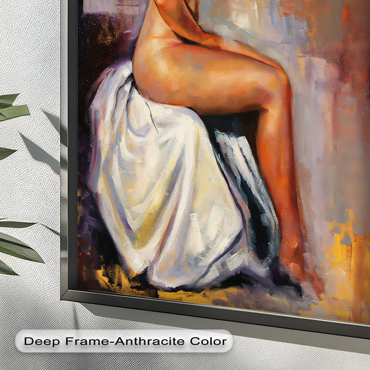 Poised in Silence – Figurative Nude Abstract Oil Painting