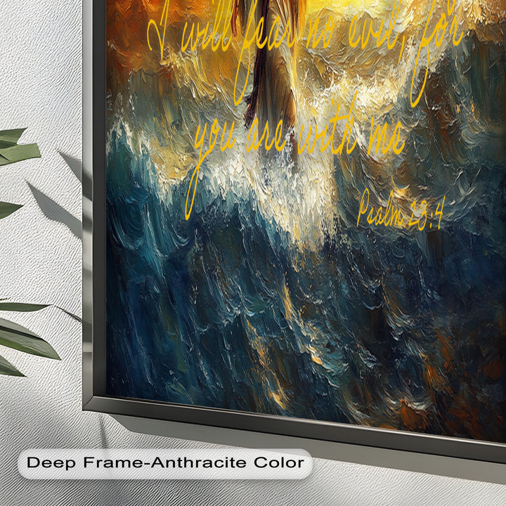 Psalm 23:4 – Fear No Evil Bible Verse Oil Painting