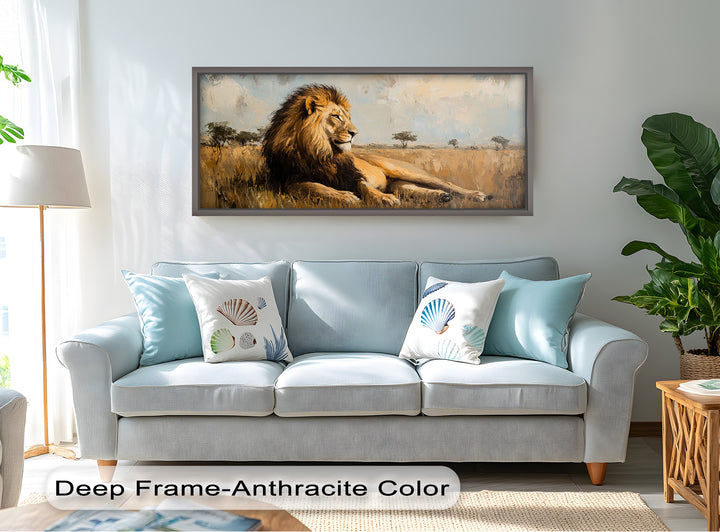 Regal Lion in Golden Plains – Wildlife Oil Painting