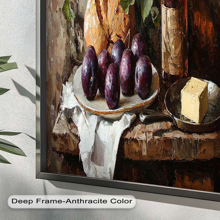 Farmhouse Kitchen Plum & Bread – Still Life Oil Painting
