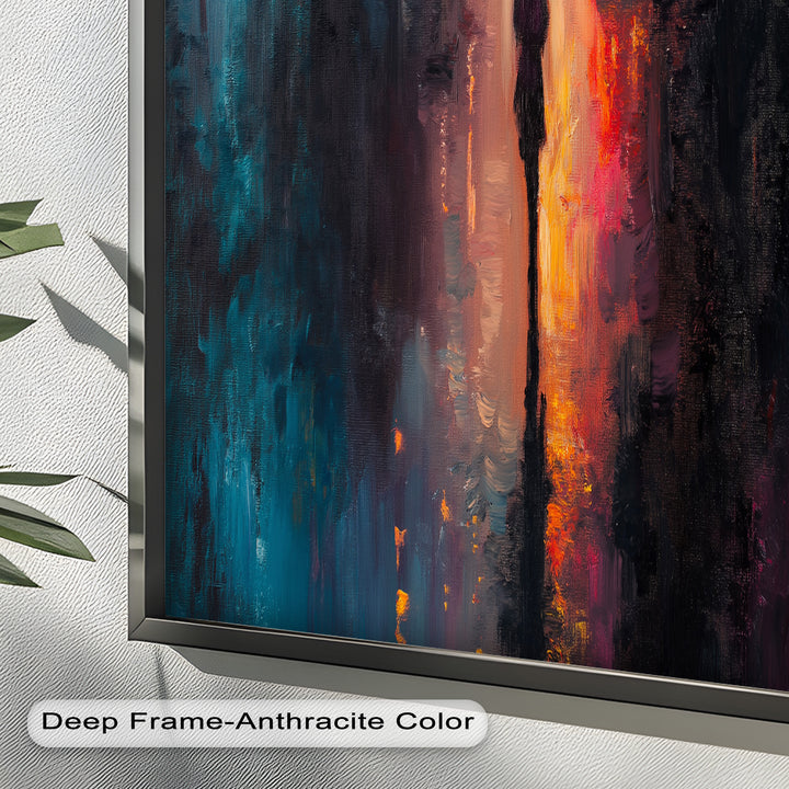 Evening Solitude – Romantic Rainy Stroll Love Oil Painting