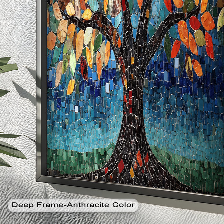 Mosaikbaum-Strahlung – Buntglas-Ölgemälde