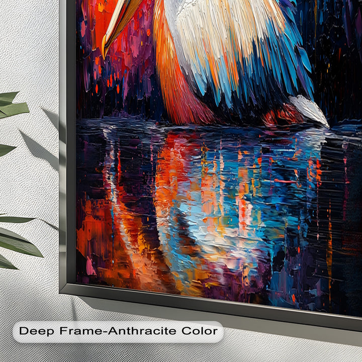 Sunset Pelican on Water – Animal Oil Painting