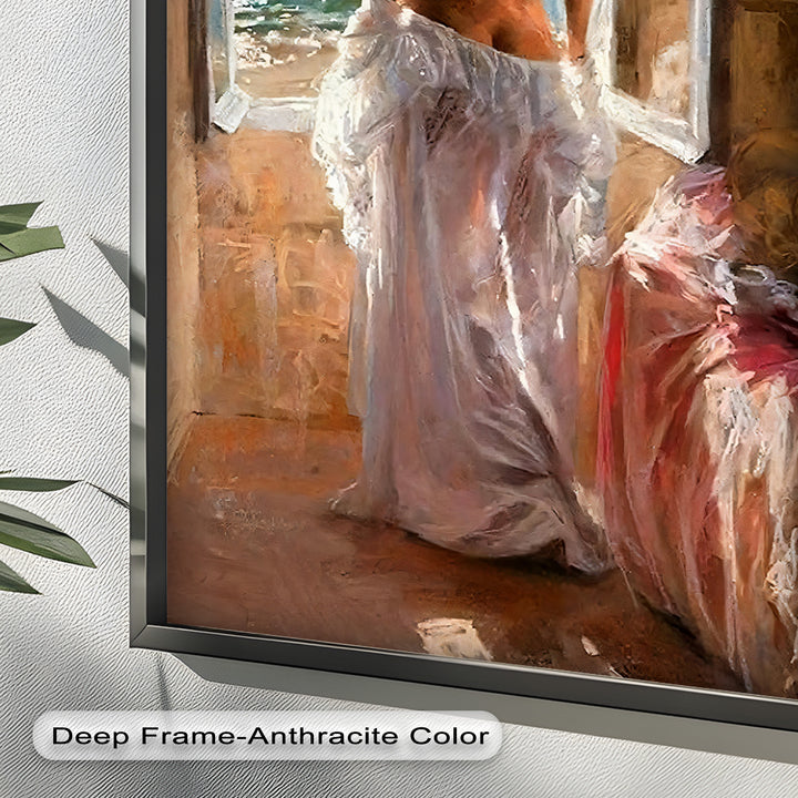 Whispers of the Sea – Romantic Woman by the Ocean Nude Oil Painting