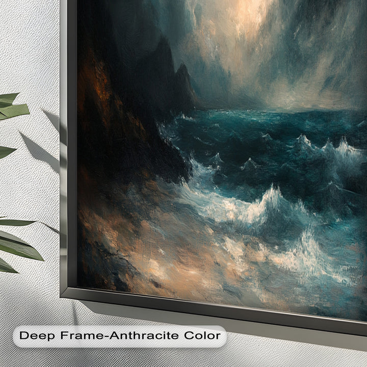 Ocean Wall Art - Stormy Coastline Seascape Oil Painting