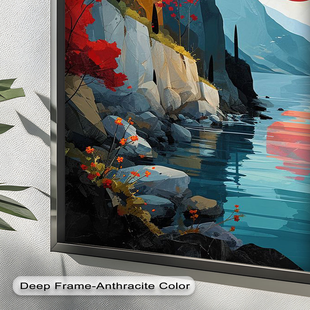 Celestial Cliffs – Surreal Coastal Landscape Picasso Oil Painting