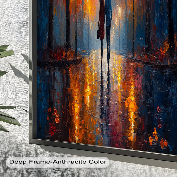 Romantic Walk Under Fiery Trees - Love Oil Painting