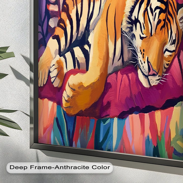 Resting Tiger Oil Painting – Fauvist Jungle Art