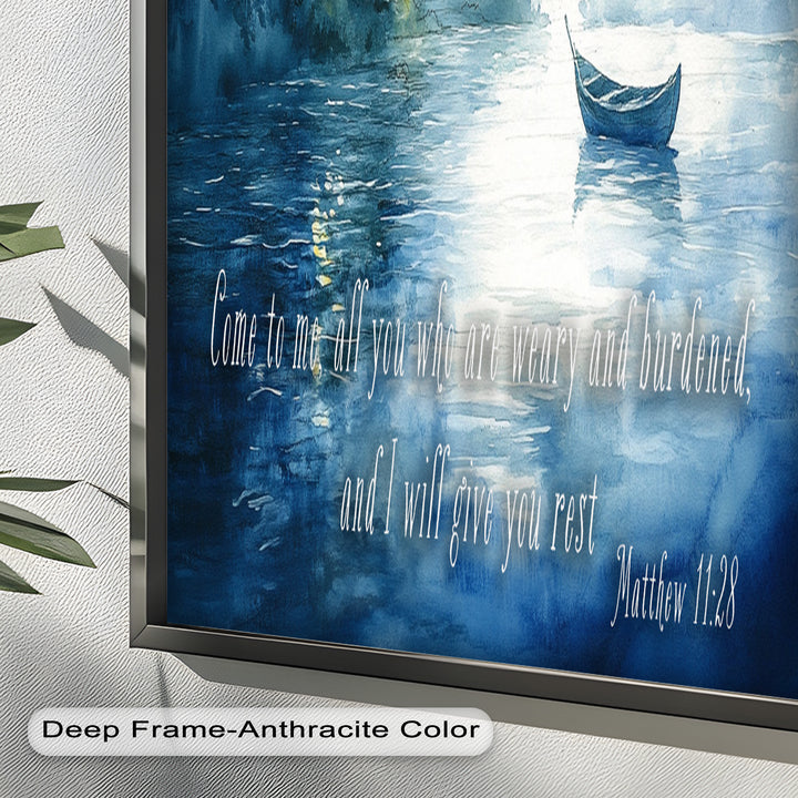 Matthew 11:28 – Find Rest in Christ Bible Verse Oil Painting